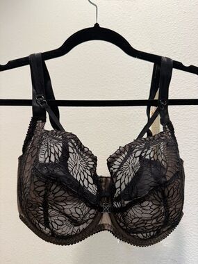Primadonna Sophora Black Floral Lace Underwire Bra with Straps US 36I / UK 36G